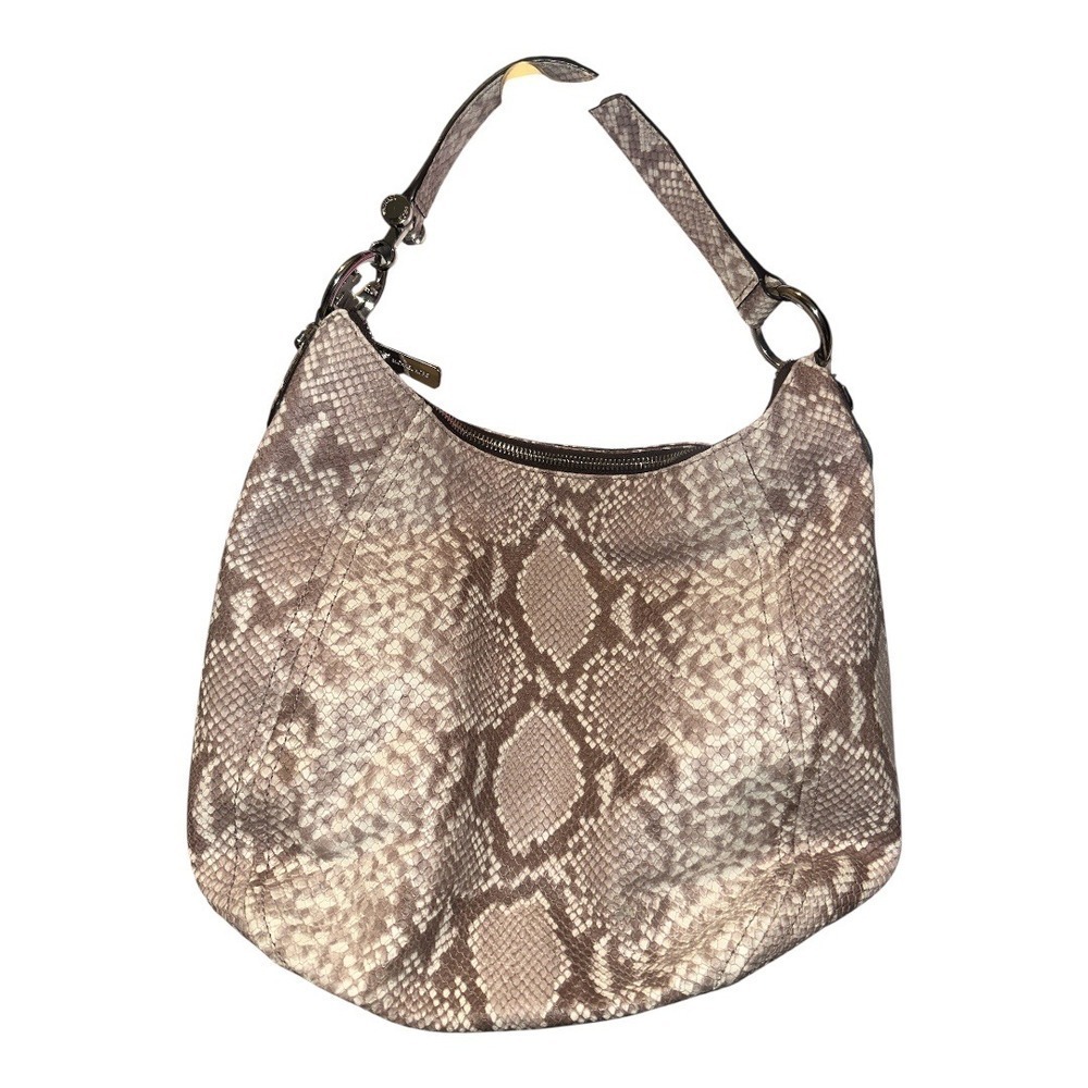 Michael Kors Fulton Brown Snakeskin Hobo Shoulder Bag